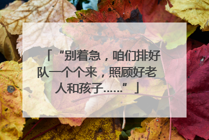 “别着急，咱们排好队一个个来，照顾好老人和孩子……”