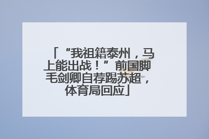 “我祖籍泰州，马上能出战！”前国脚毛剑卿自荐踢苏超，体育局回应