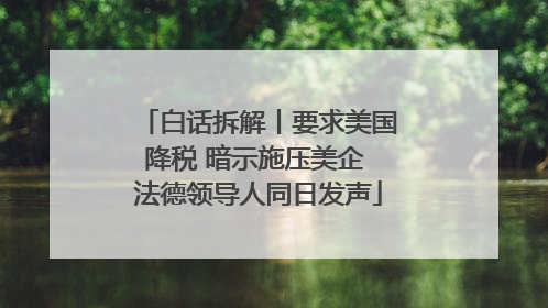 白话拆解丨要求美国降税 暗示施压美企 法德领导人同日发声