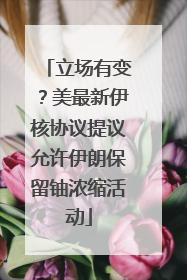 立场有变？美最新伊核协议提议允许伊朗保留铀浓缩活动