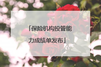 保险机构投管能力成绩单发布