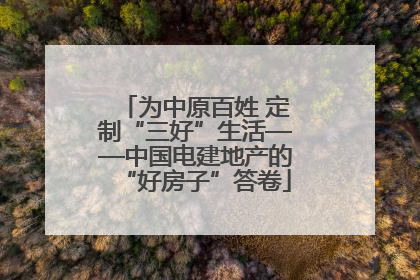 为中原百姓 定制“三好”生活——中国电建地产的“好房子”答卷