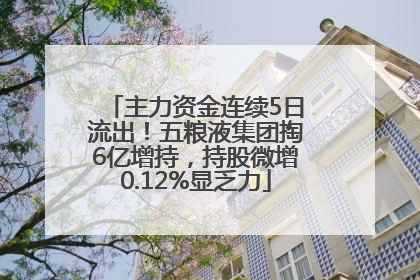 主力资金连续5日流出！五粮液集团掏6亿增持，持股微增0.12%显乏力