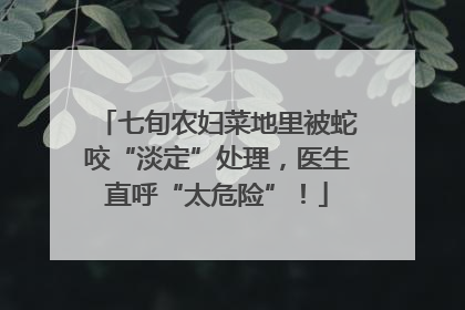 七旬农妇菜地里被蛇咬“淡定”处理，医生直呼“太危险”！