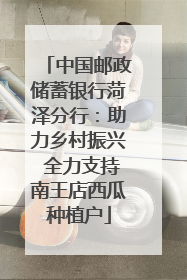 中国邮政储蓄银行菏泽分行：助力乡村振兴 全力支持南王店西瓜种植户