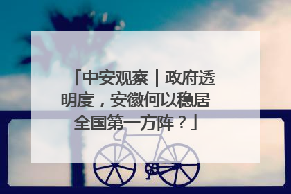 中安观察｜政府透明度，安徽何以稳居全国第一方阵？