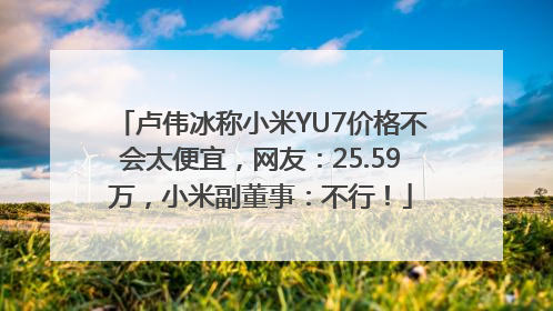 卢伟冰称小米YU7价格不会太便宜，网友：25.59万，小米副董事：不行！