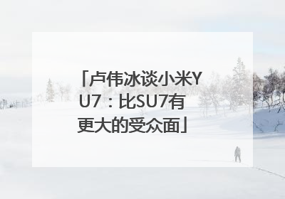 卢伟冰谈小米YU7：比SU7有更大的受众面