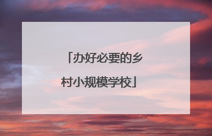 办好必要的乡村小规模学校