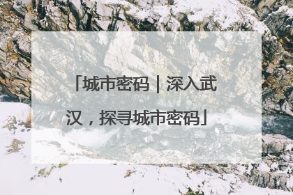 城市密码｜深入武汉，探寻城市密码