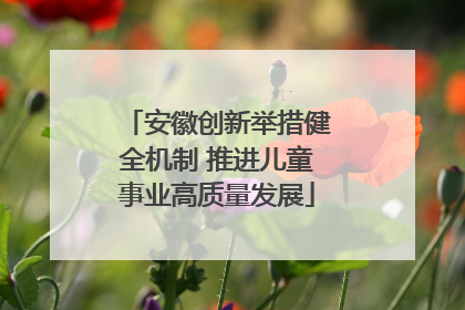 安徽创新举措健全机制 推进儿童事业高质量发展