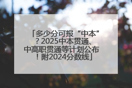 多少分可报“中本”？2025中本贯通、中高职贯通等计划公布！附2024分数线