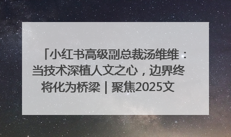 小红书高级副总裁汤维维：当技术深植人文之心，边界终将化为桥梁｜聚焦2025文化强国建设高峰论坛