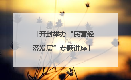 开封举办“民营经济发展”专题讲座