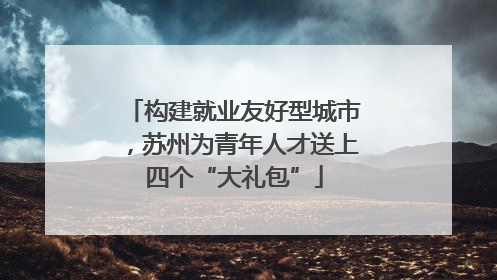 构建就业友好型城市，苏州为青年人才送上四个“大礼包”
