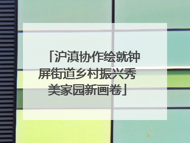 沪滇协作绘就钟屏街道乡村振兴秀美家园新画卷