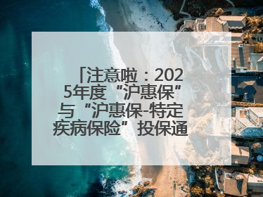 注意啦：2025年度“沪惠保”与“沪惠保-特定疾病保险”投保通道即将关闭！