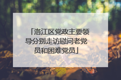 洛江区党政主要领导分别走访慰问老党员和困难党员