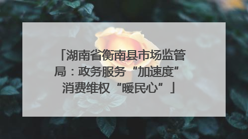 湖南省衡南县市场监管局：政务服务“加速度” 消费维权“暖民心”