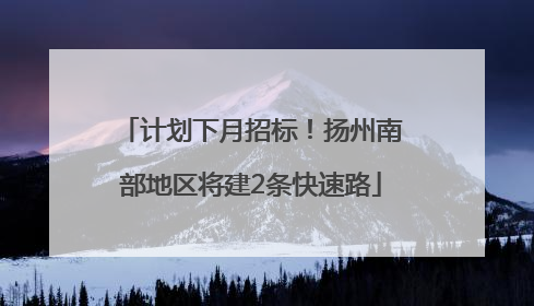计划下月招标！扬州南部地区将建2条快速路