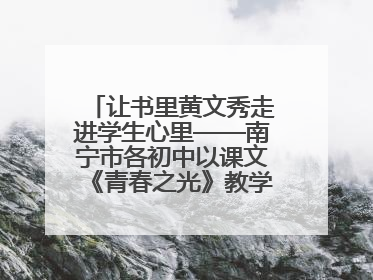 让书里黄文秀走进学生心里——南宁市各初中以课文《青春之光》教学育新人促成长