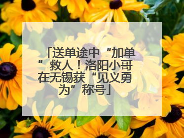 送单途中“加单”救人！洛阳小哥在无锡获“见义勇为”称号