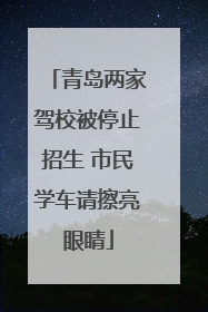 青岛两家驾校被停止招生 市民学车请擦亮眼睛