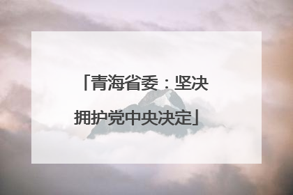 青海省委：坚决拥护党中央决定