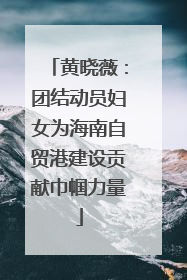 黄晓薇：团结动员妇女为海南自贸港建设贡献巾帼力量
